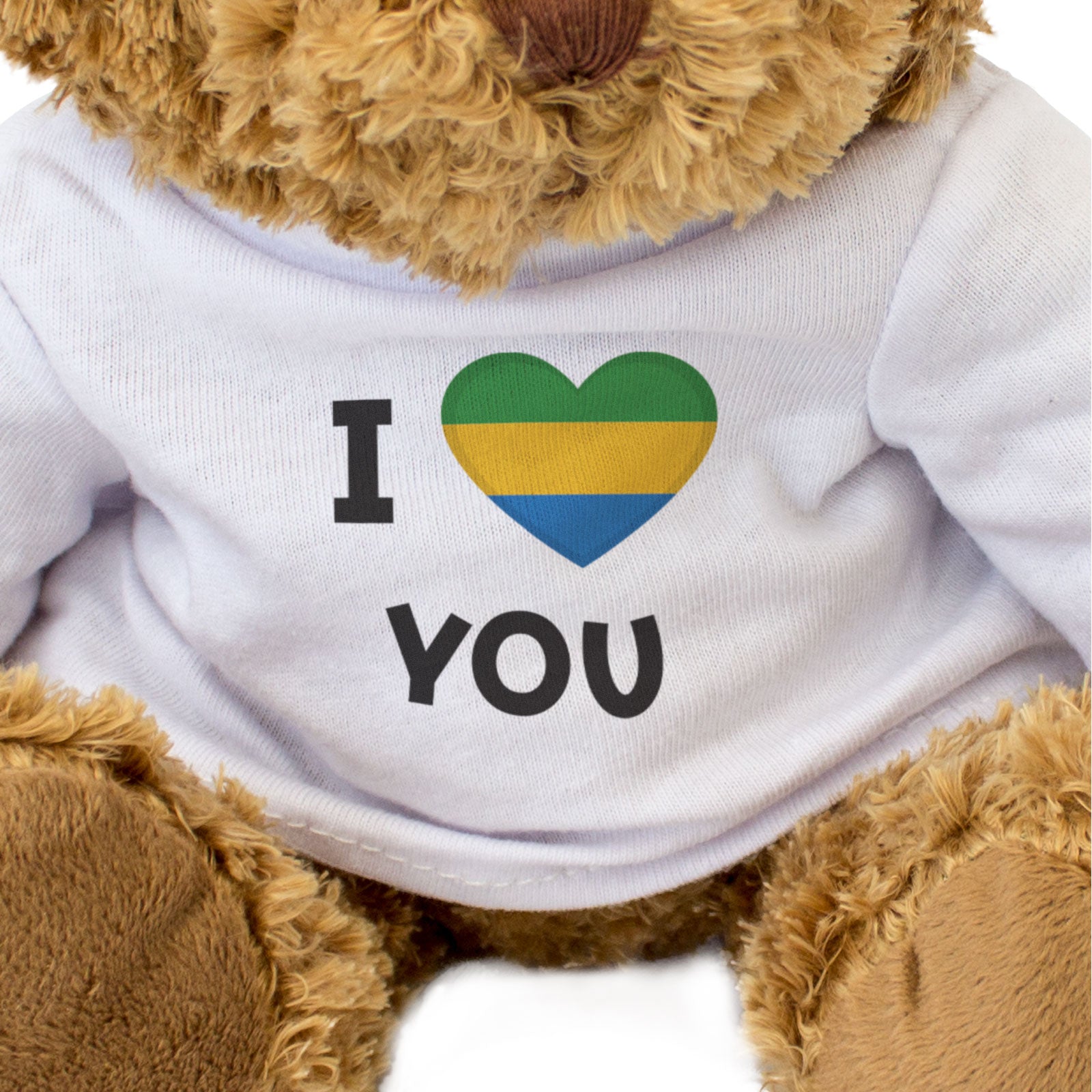 I LOVE YOU (GABON FLAG) - Teddy Bear - Cute - Gabonese Romantic Gift Present
