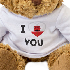 I LOVE YOU (GIBRALTAR FLAG) - Teddy Bear - Cute Cuddly - Romantic Gift Present