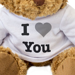 I LOVE YOU (GREY HEART) - Teddy Bear - Romantic Valentine's Day Gift Present