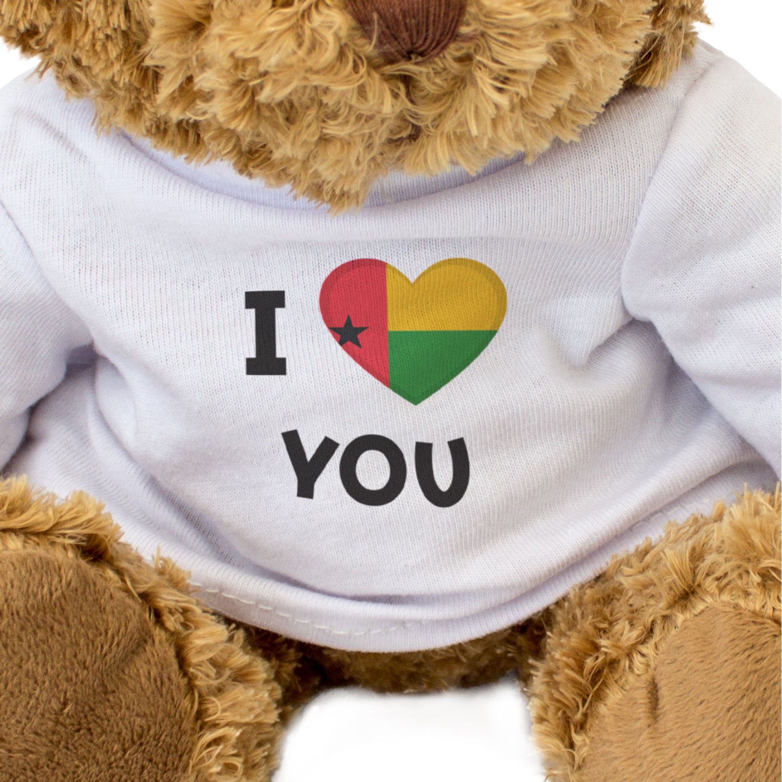 I LOVE YOU (GUINEA BISSAU FLAG) - Teddy Bear - Cute - Romantic Gift Present
