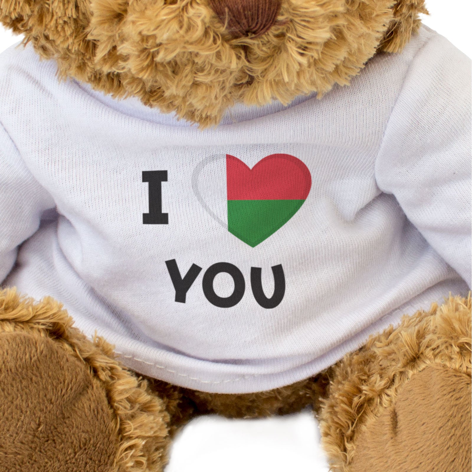 I LOVE YOU (MADAGASCAR FLAG) - Teddy Bear - Cute - Romantic Gift Present