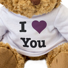 I LOVE YOU (PURPLE HEART) - Teddy Bear - Romantic Valentine's Day Gift Present