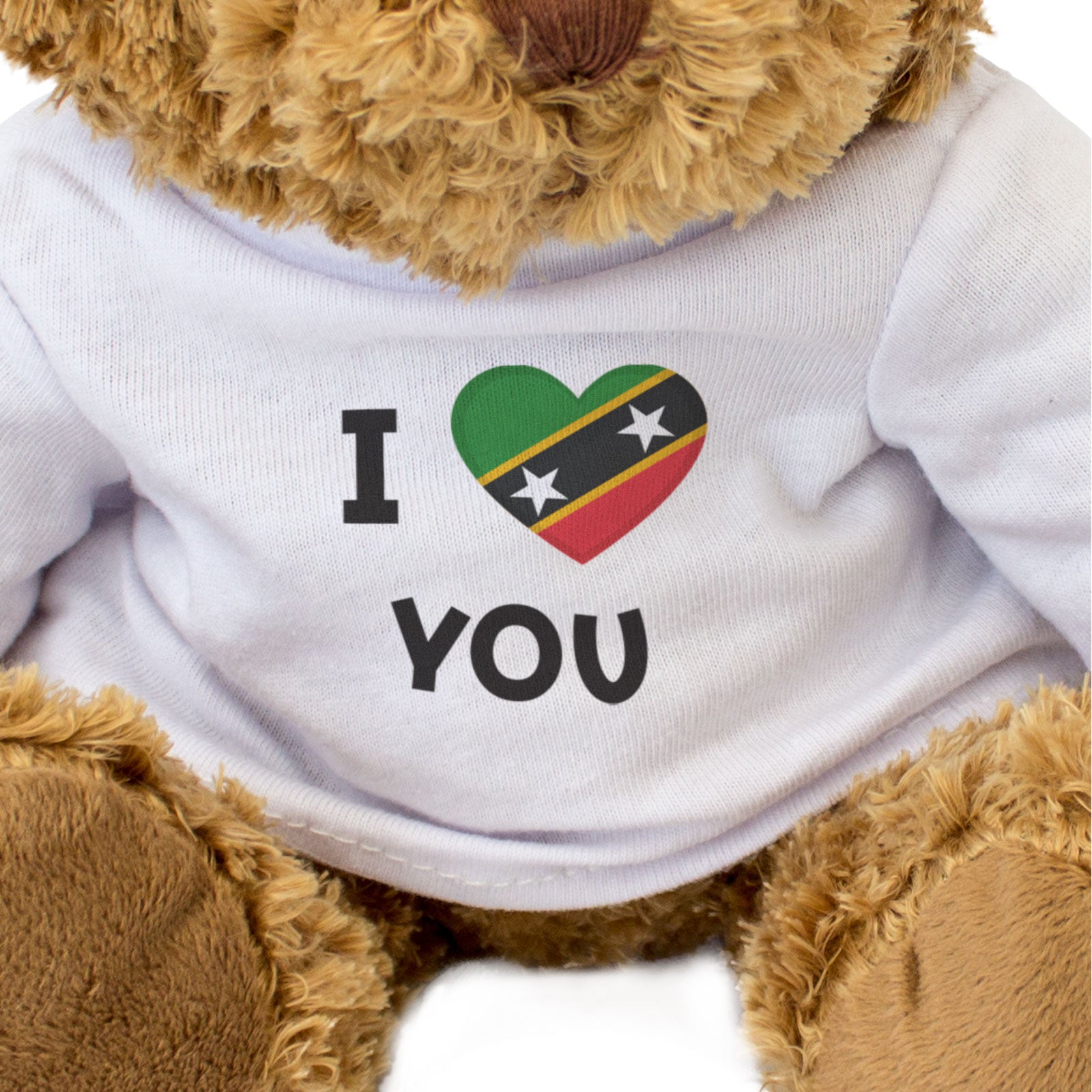 I LOVE YOU (ST KITTS & NEVIS FLAG) - Teddy Bear - Cute - Romantic Gift Present