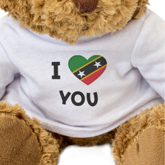 I LOVE YOU (ST KITTS & NEVIS FLAG) - Teddy Bear - Cute - Romantic Gift Present