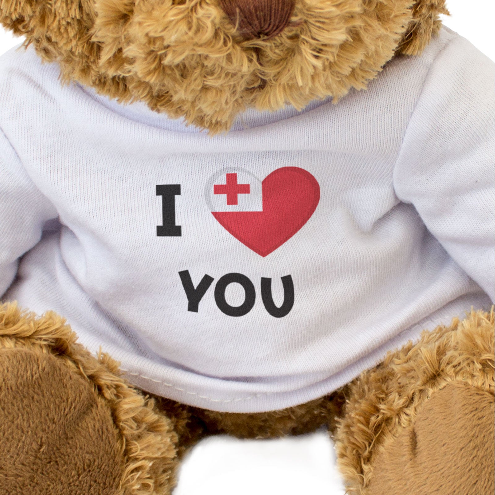 I LOVE YOU (TONGA FLAG) - Teddy Bear - Cute - Romantic Tongan Gift Present