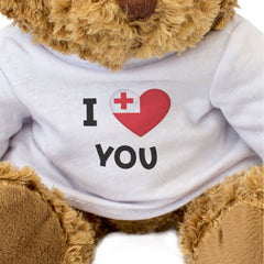 I LOVE YOU (TONGA FLAG) - Teddy Bear - Cute - Romantic Tongan Gift Present