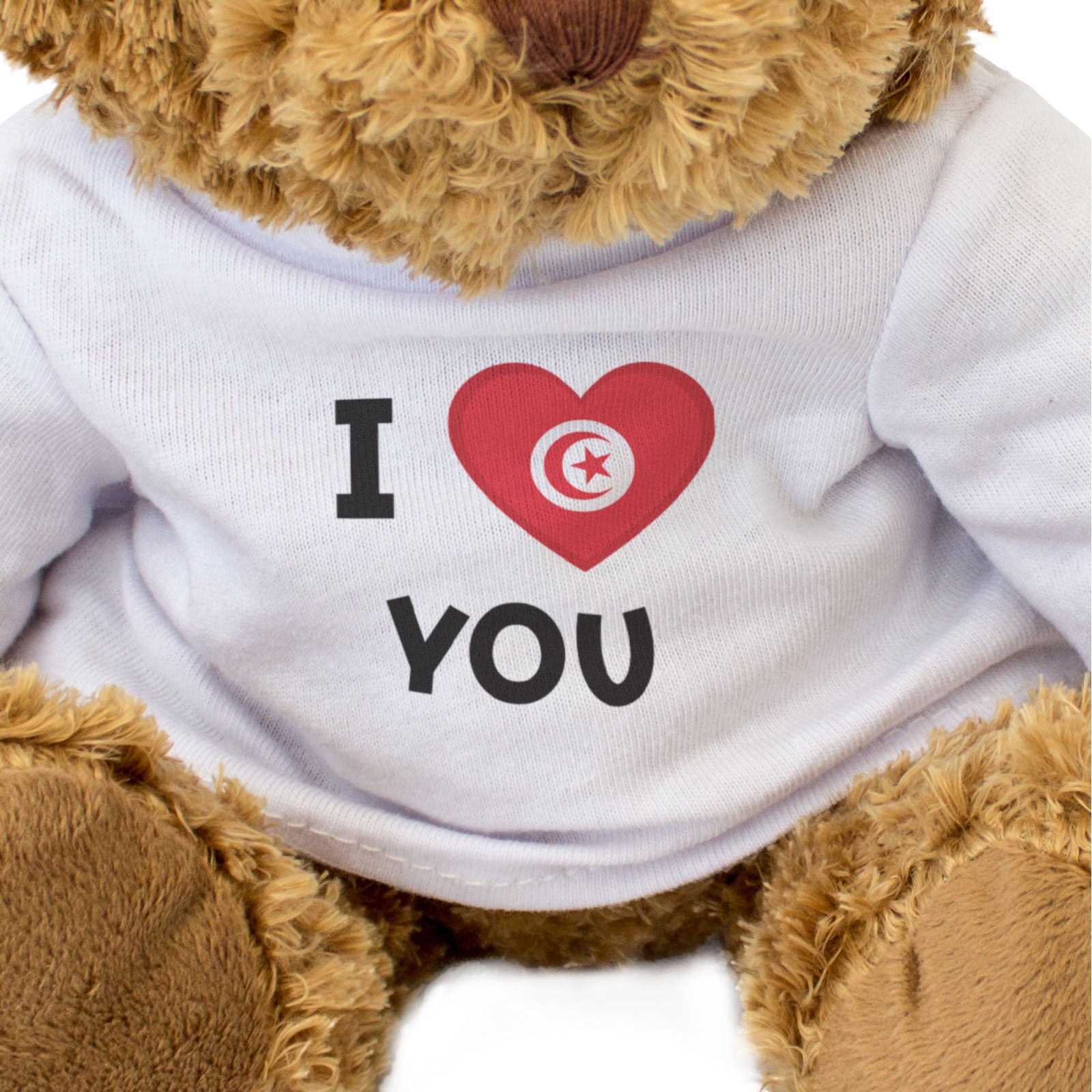 I LOVE YOU (TUNISIA FLAG) - Teddy Bear - Cute - Tunisian Romantic Gift Present