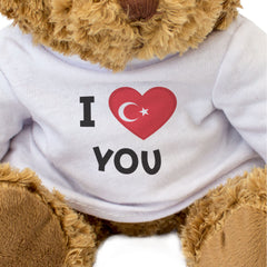 I LOVE YOU (TURKISH FLAG) - Teddy Bear - Cute - Romantic Turkey Gift Present