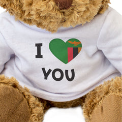 I LOVE YOU (ZAMBIA FLAG) - Teddy Bear - Cute - Zambian Romantic Gift Present