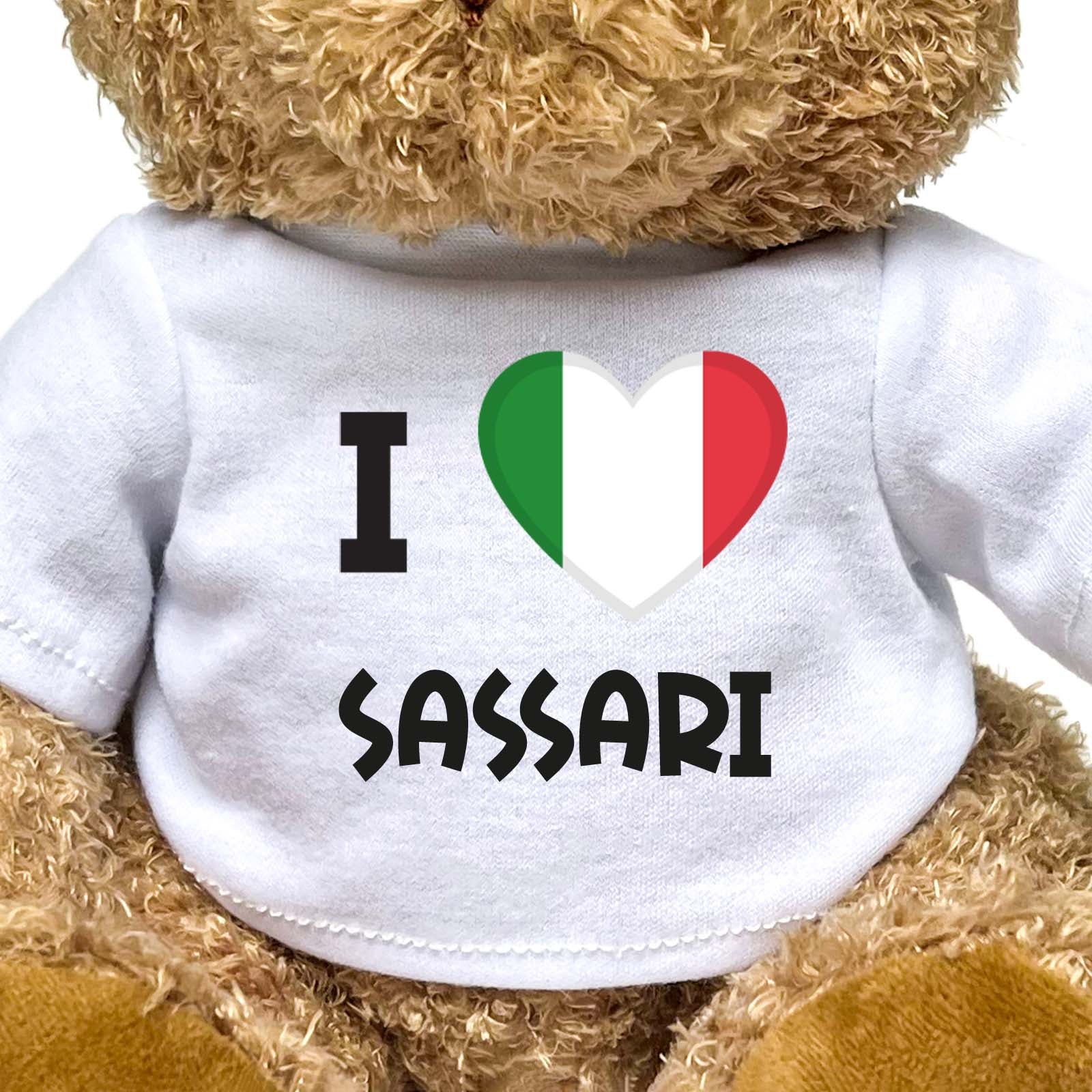 I LOVE SASSARI (ITALY FLAG) - Teddy Bear - Funny Souvenir Gift Present - Image 2