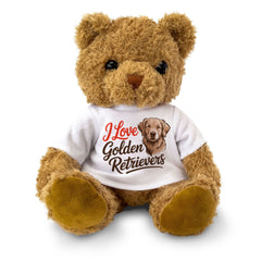 I LOVE GOLDEN RETRIEVERS (ARTWORK) - Teddy Bear - Cute Cuddly - Gift Present