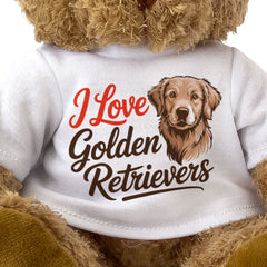 I LOVE GOLDEN RETRIEVERS (ARTWORK) - Teddy Bear - Cute Cuddly - Gift Present