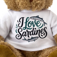 I LOVE SARDINES (ARTWORK) - Teddy Bear - Cute Cuddly Soft - Gift Present