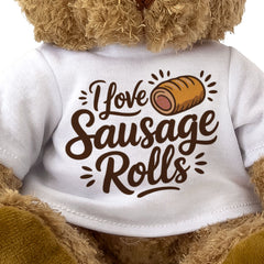 I LOVE SAUSAGE ROLLS - Teddy Bear - Cute Cuddly Soft - Gift Present
