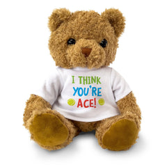 I THINK YOU'RE ACE - Teddy Bear - Cute Cuddly Soft - Tennis Fan Gift Present