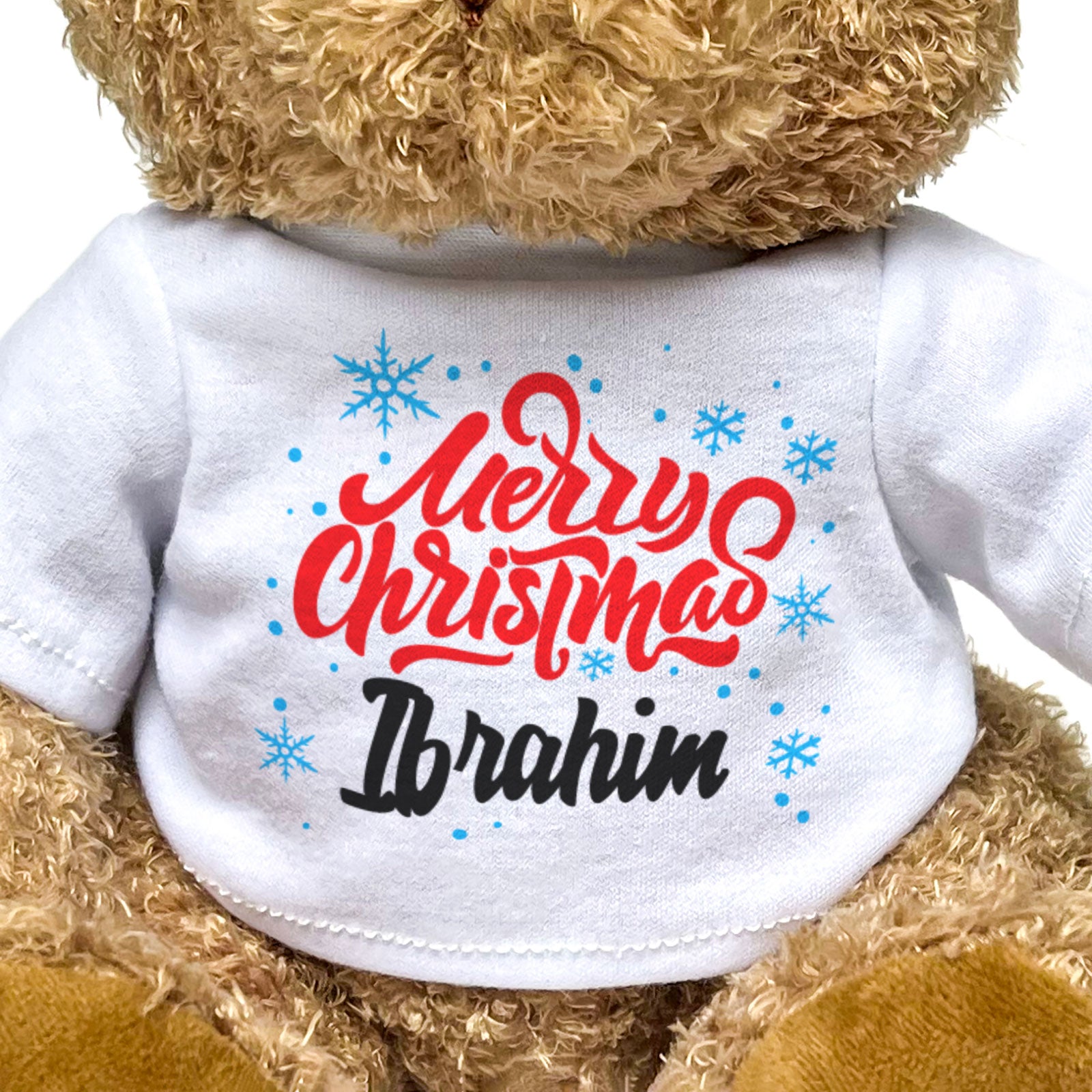 MERRY CHRISTMAS IBRAHIM - Teddy Bear - Cute Cuddly Soft - Xmas Gift Present