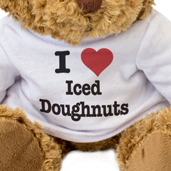 I LOVE ICED DOUGHNUTS - Teddy Bear - Cute Cuddly Soft - Funny Gift Present