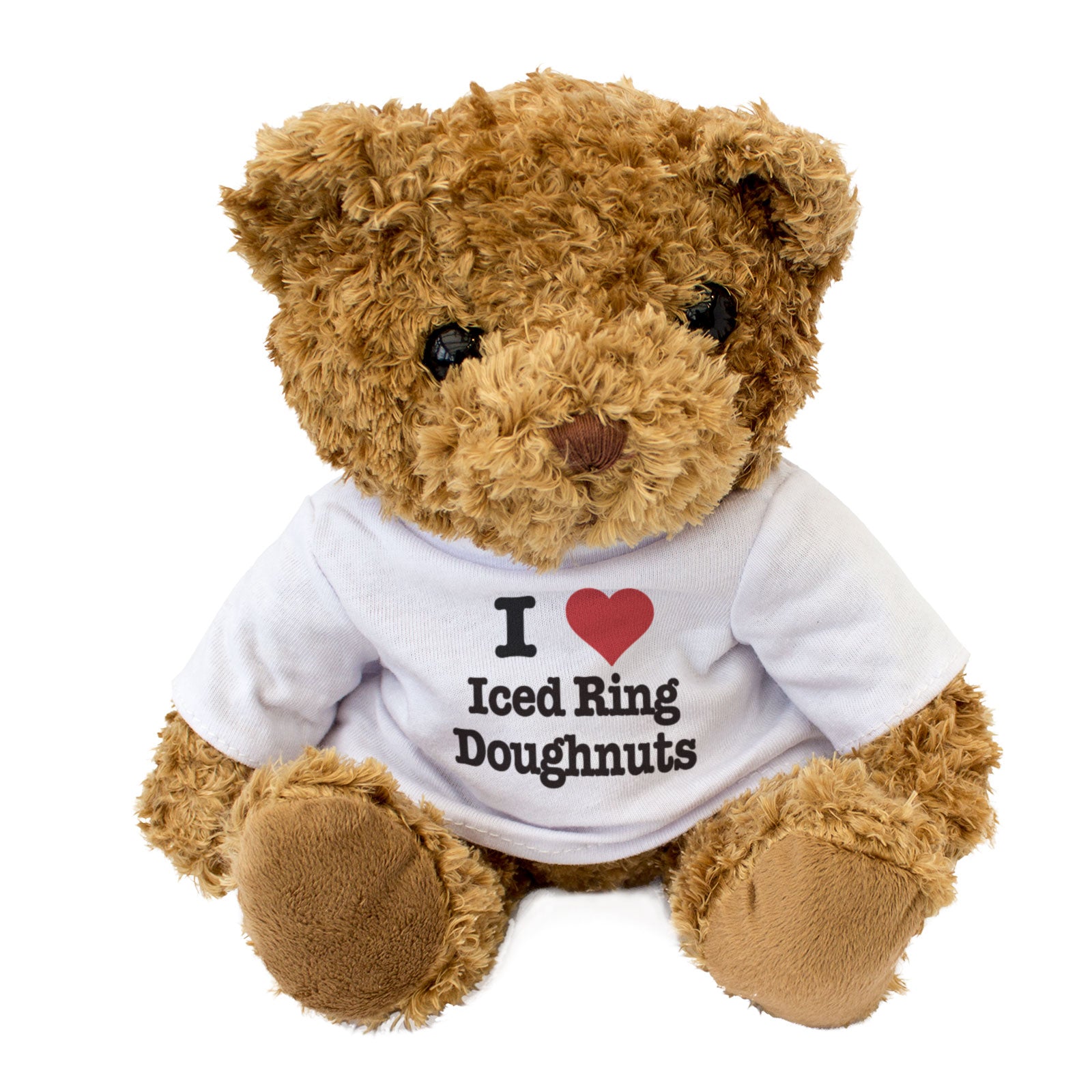 I LOVE ICED RING DOUGHNUTS - Teddy Bear - Cute Cuddly Soft - Funny Gift Present