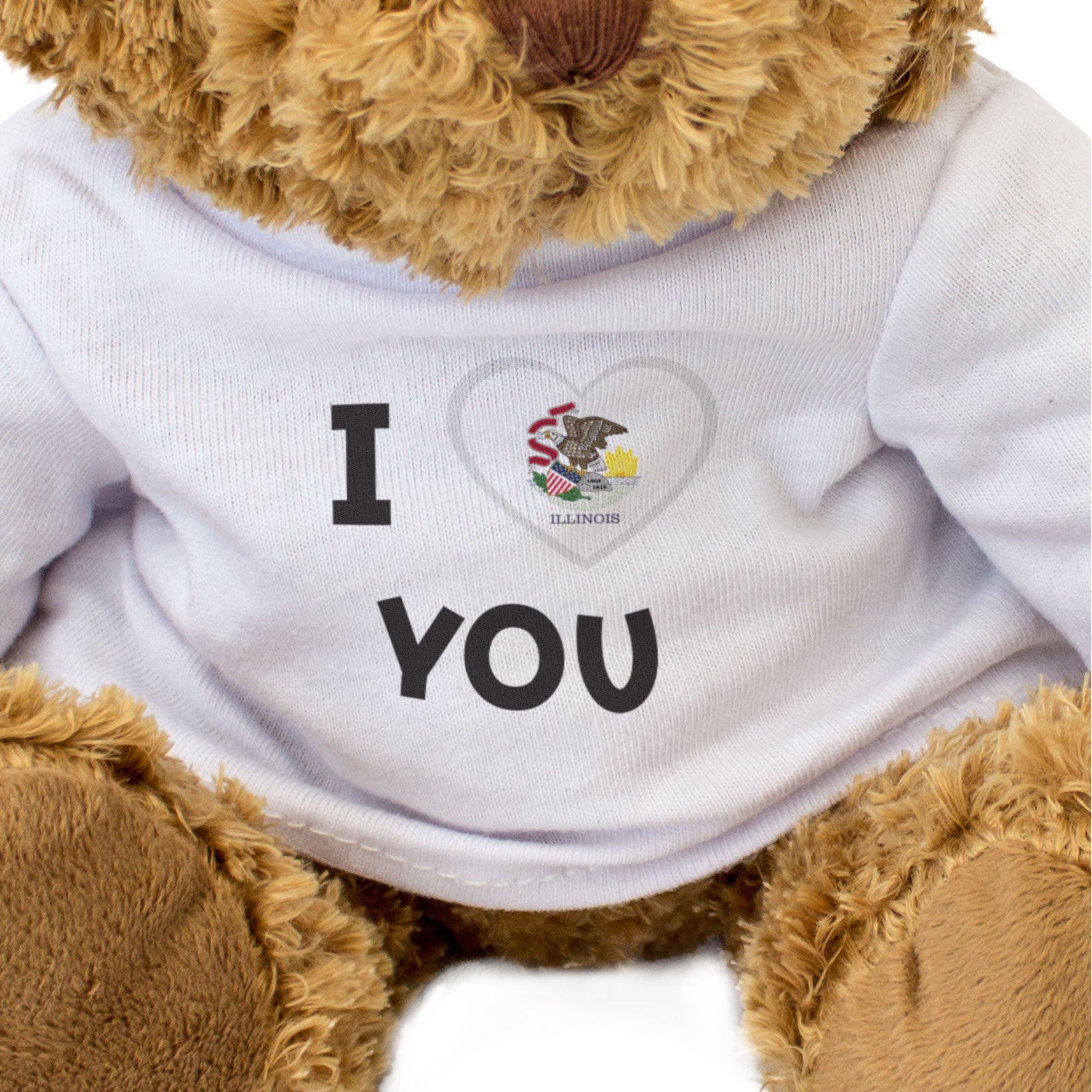 I LOVE YOU (ILLINOIS FLAG) - Teddy Bear - Cute - Romantic Partner Gift Present