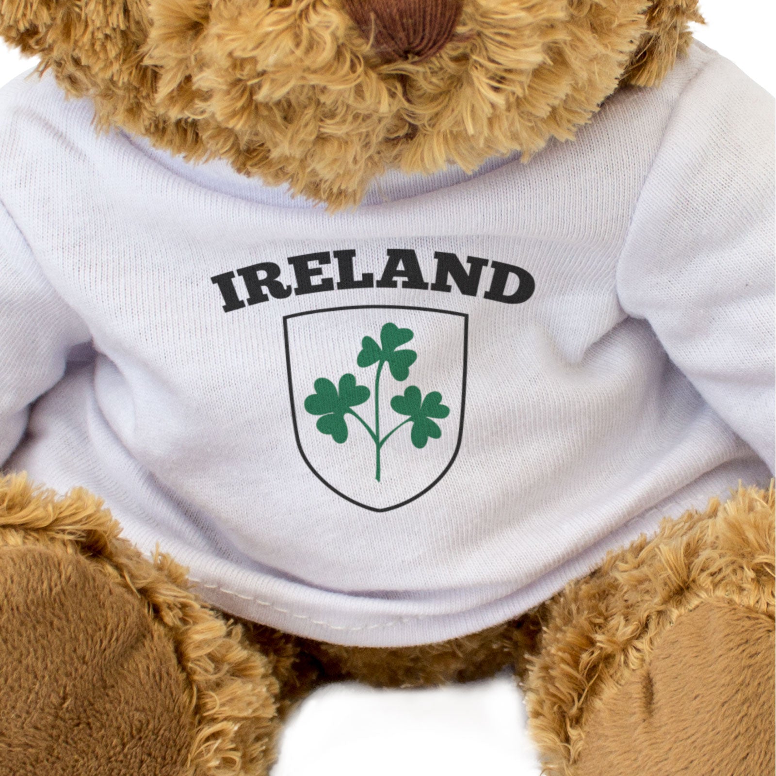 IRELAND (THREE SHAMROCKS ON WHITE FIELD) - Teddy Bear - Irish Gift Present