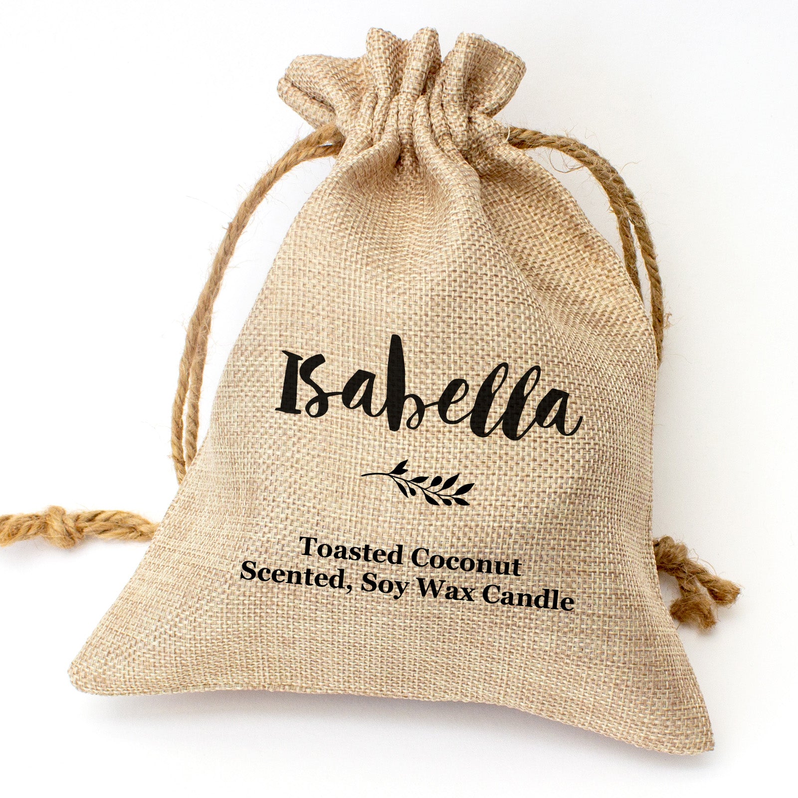 Isabella personalised toasted coconut candle gift set