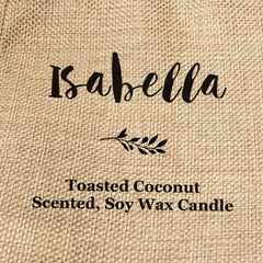 Isabella personalised faux-burlap candle gift bag