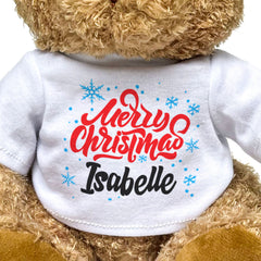 MERRY CHRISTMAS ISABELLE - Teddy Bear - Cute Cuddly - Funny Xmas Gift Present