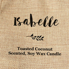 Isabelle personalised faux-burlap candle gift bag