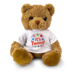 IT'S TWINS! - Cute Cuddly Soft Adorable - Teddy Bear - Gender Reveal Gift Present