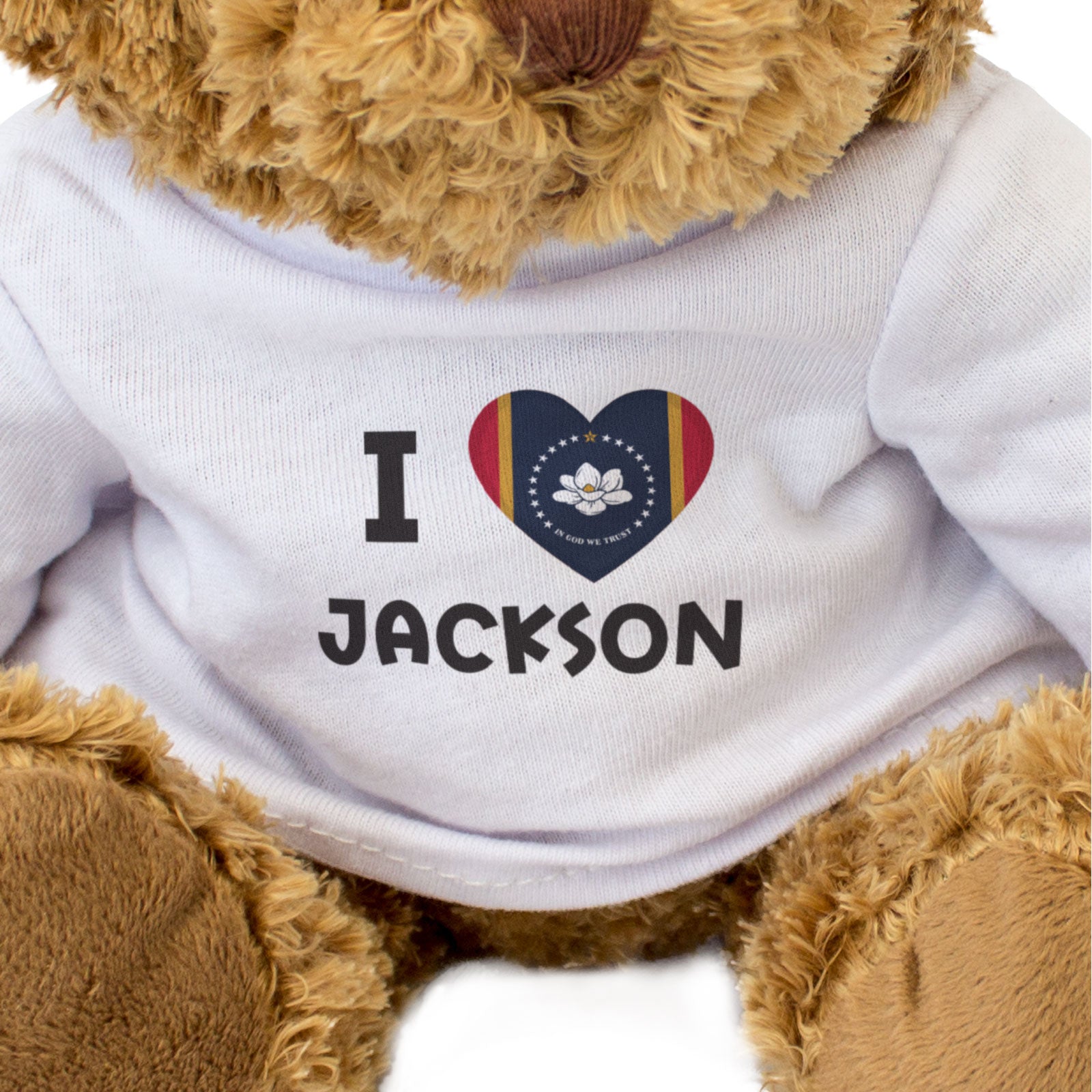 I LOVE JACKSON (MISSISSIPPI FLAG) - Teddy Bear - Cute Cuddly - Gift Present