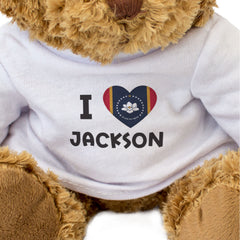 I LOVE JACKSON (MISSISSIPPI FLAG) - Teddy Bear - Cute Cuddly - Gift Present