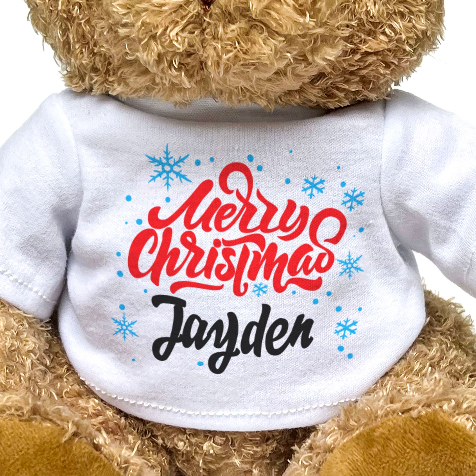 MERRY CHRISTMAS JAYDEN - Teddy Bear - Cute Cuddly Soft - Xmas Gift Present