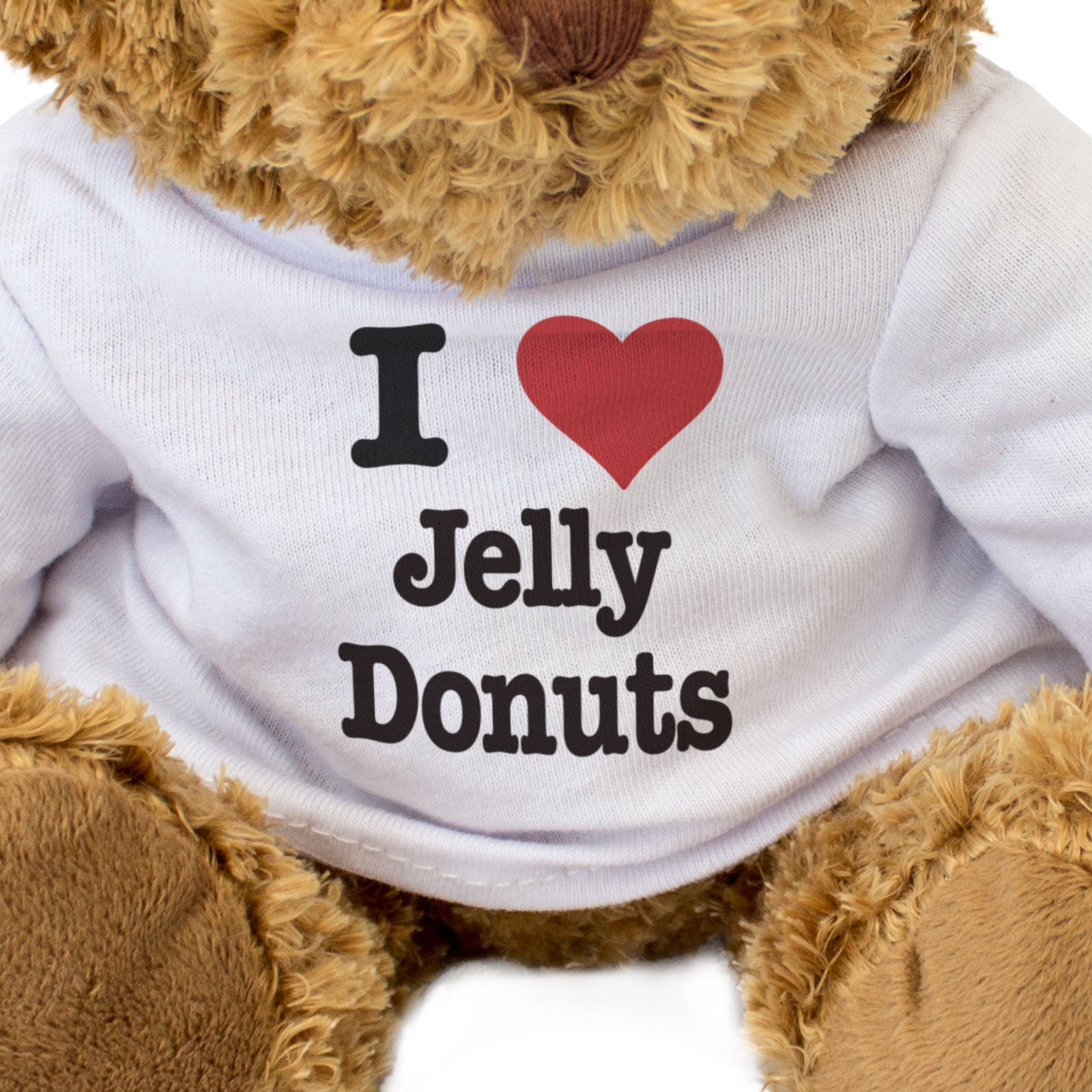 I LOVE JELLY DONUTS - Teddy Bear - Cute Cuddly Soft Adorable - Gift Present