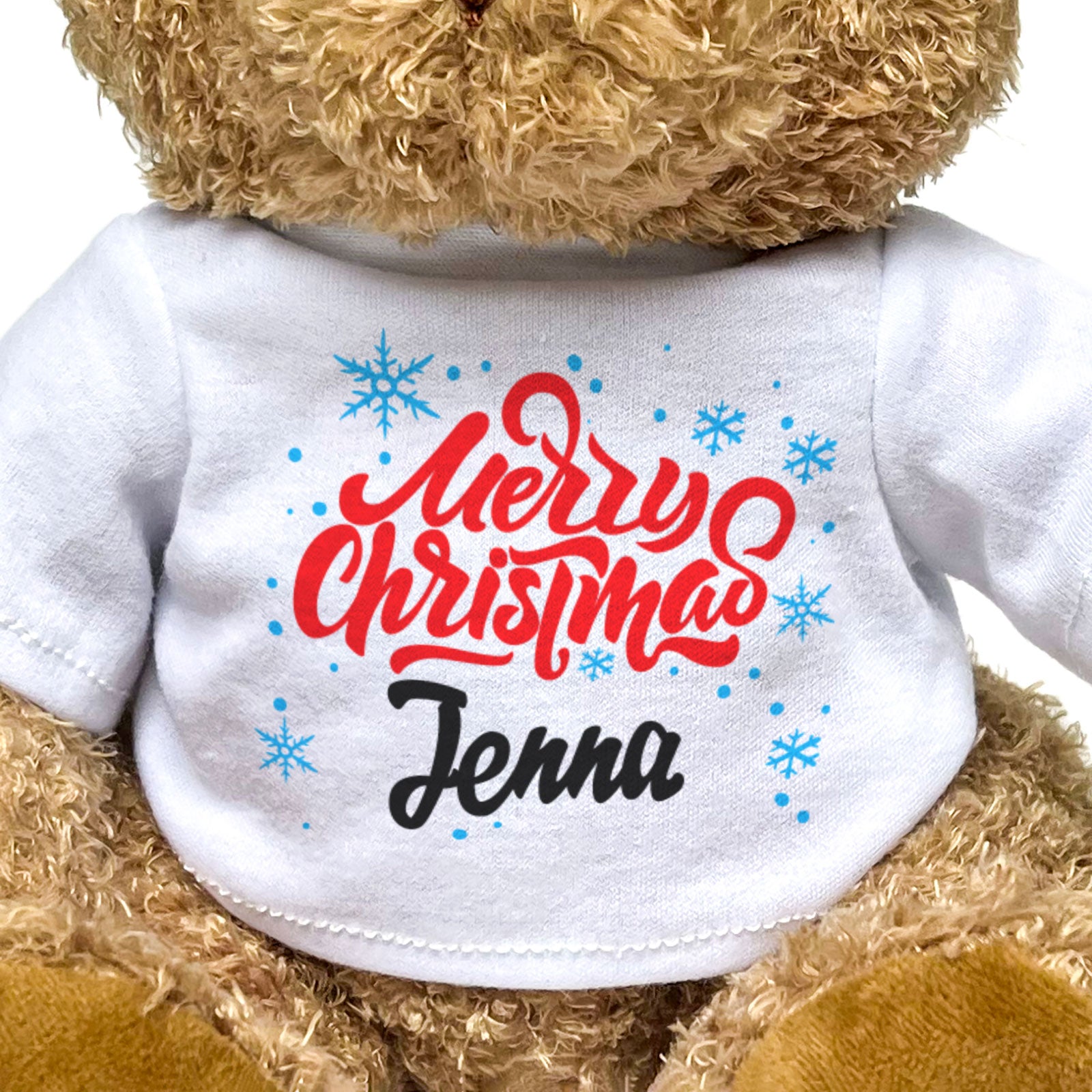 MERRY CHRISTMAS JENNA - Teddy Bear - Cute Cuddly Soft - Xmas Gift Present