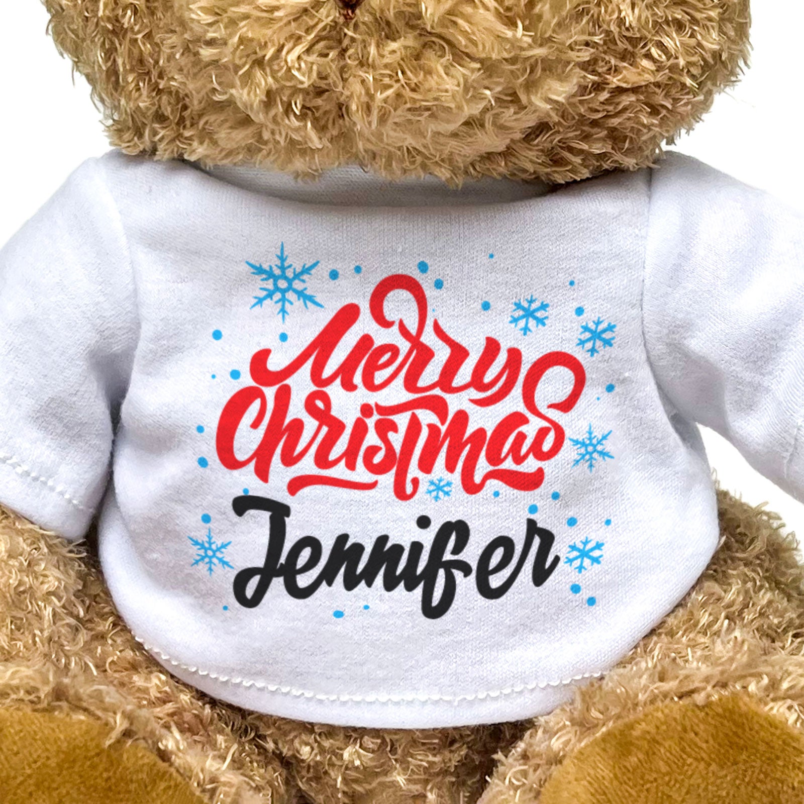 MERRY CHRISTMAS JENNIFER - Teddy Bear - Cute Cuddly - Funny Xmas Gift Present