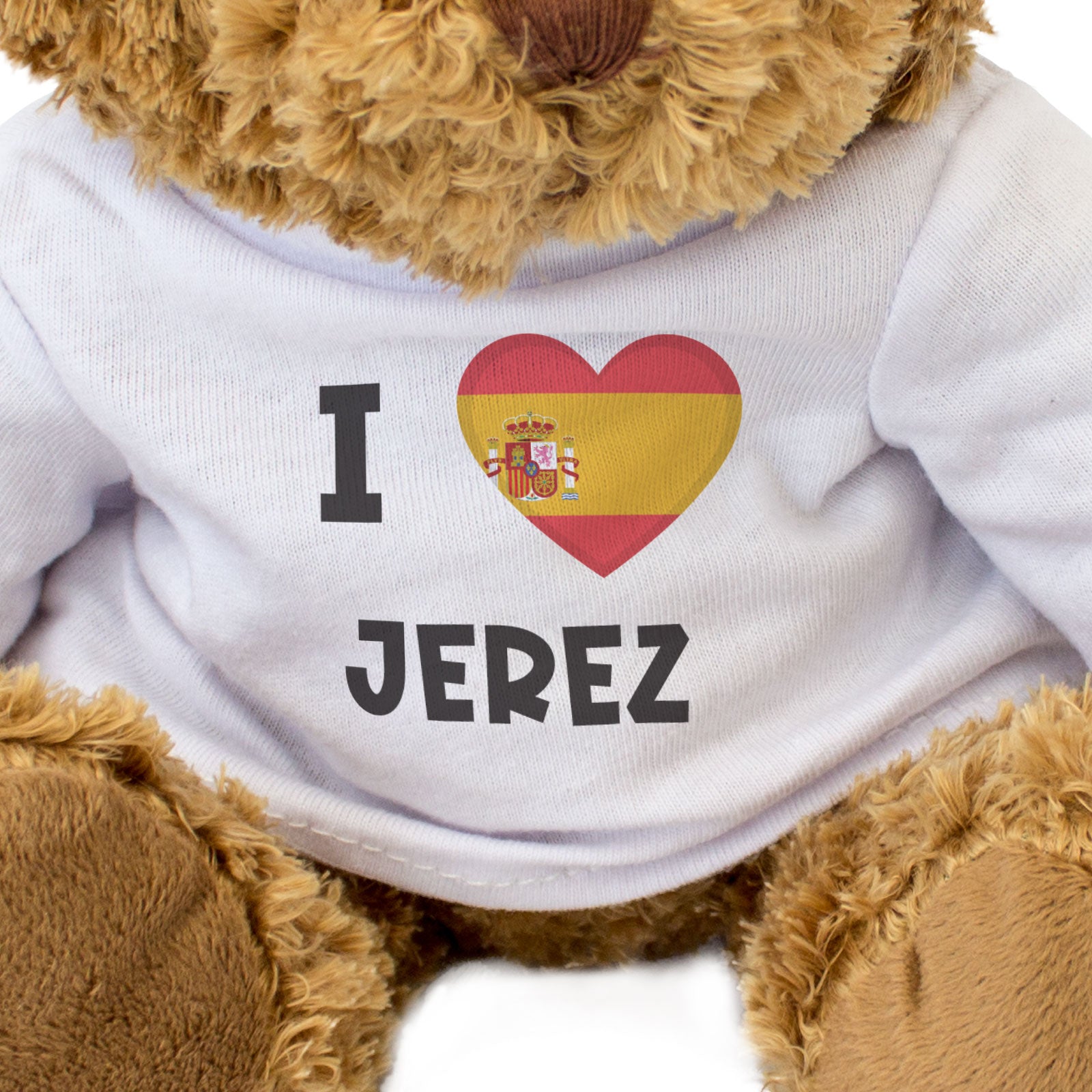 I LOVE JEREZ (SPAIN FLAG) - Teddy Bear - Cute Funny Souvenir Gift Present