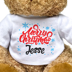 MERRY CHRISTMAS JESSE - Teddy Bear - Cute Cuddly Soft - Xmas Gift Present