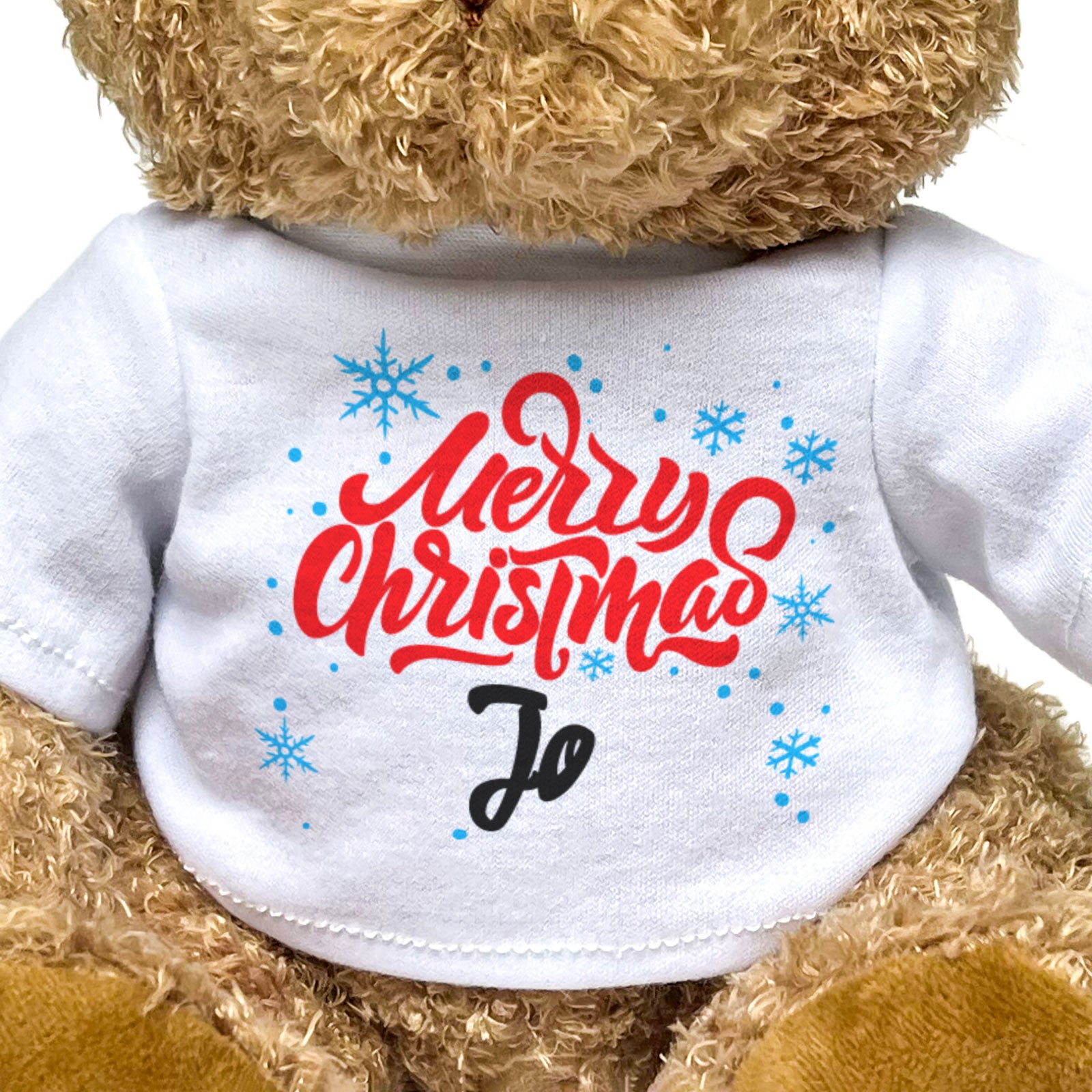 MERRY CHRISTMAS JO - Teddy Bear - Cute Cuddly Soft - Xmas Gift Present