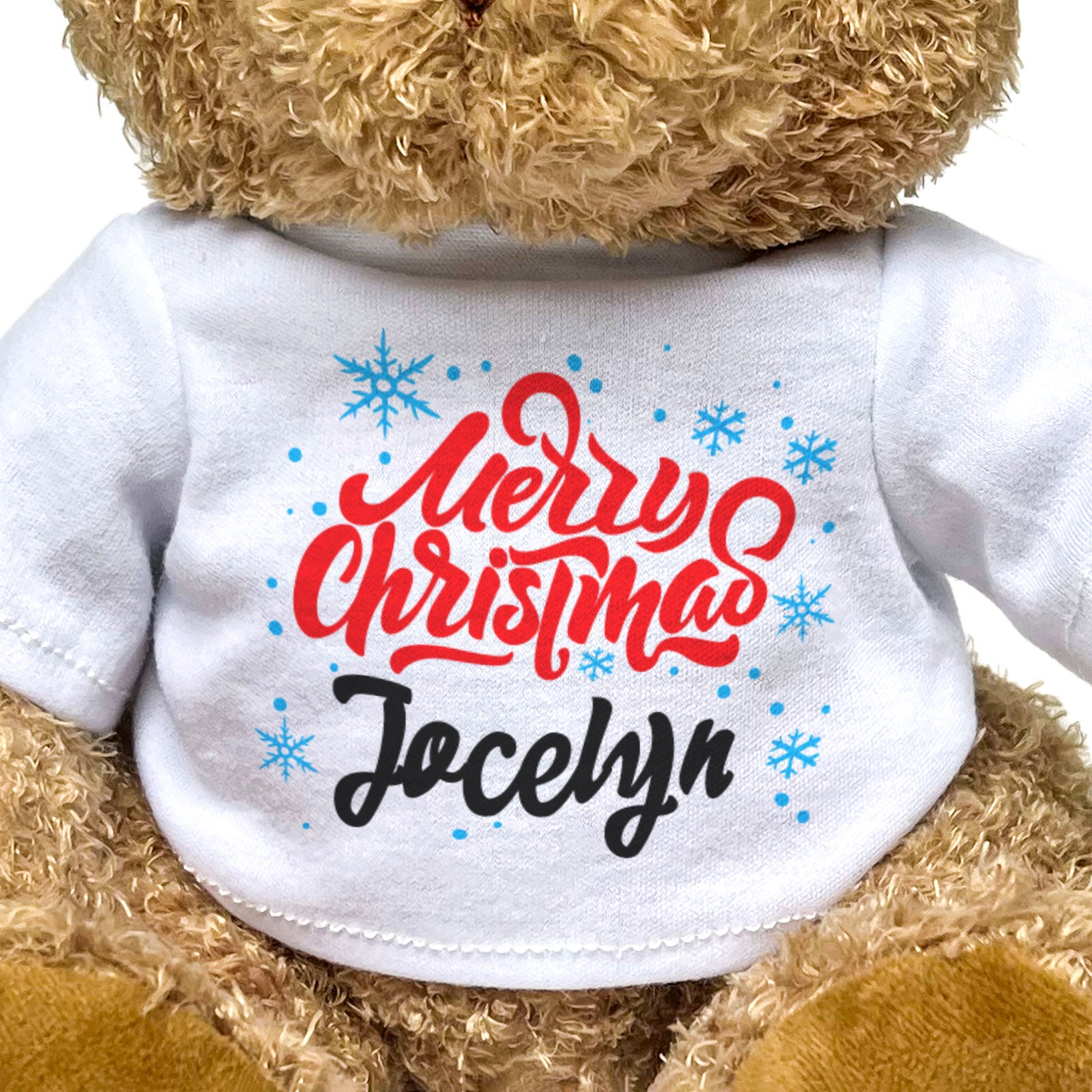 MERRY CHRISTMAS JOCELYN - Teddy Bear - Cute Cuddly Soft - Xmas Gift Present
