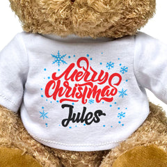 MERRY CHRISTMAS JULES - Teddy Bear - Cute Cuddly Soft - Xmas Gift Present