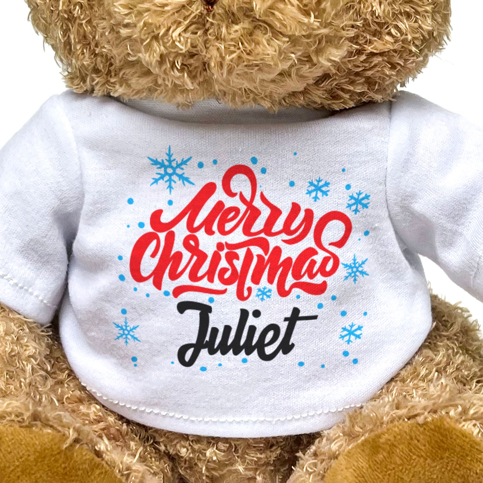 MERRY CHRISTMAS JULIET - Teddy Bear - Cute Cuddly Soft - Xmas Gift Present