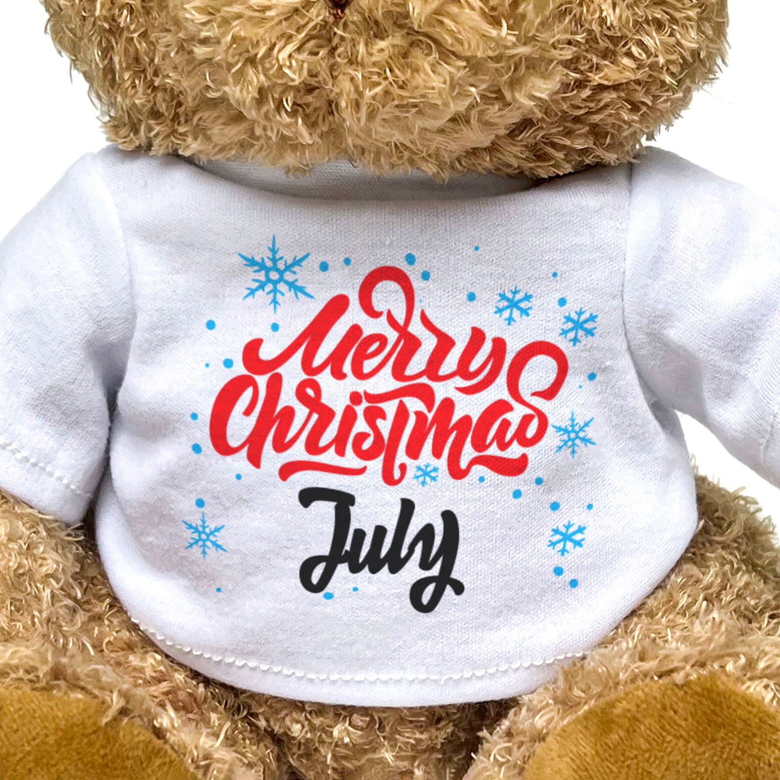 MERRY CHRISTMAS JULY - Teddy Bear - Cute Cuddly Soft - Xmas Gift Present