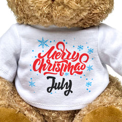 MERRY CHRISTMAS JULY - Teddy Bear - Cute Cuddly Soft - Xmas Gift Present