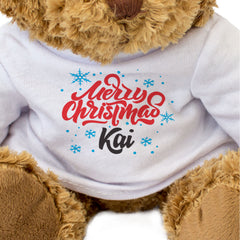 MERRY CHRISTMAS KAI - Teddy Bear - Cute Cuddly Soft - Funny Gift Present