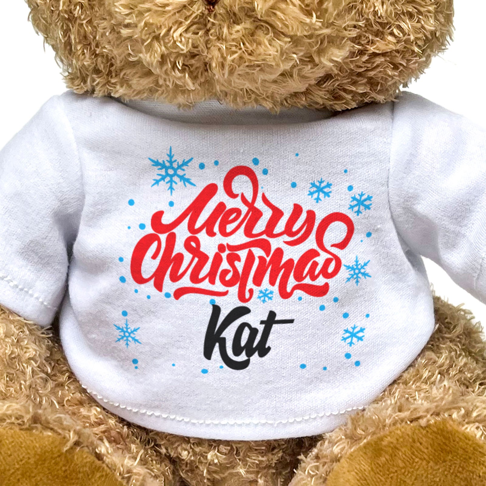 MERRY CHRISTMAS KAT - Teddy Bear - Cute Cuddly Soft - Xmas Gift Present