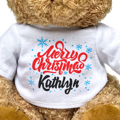 MERRY CHRISTMAS KATHLYN - Teddy Bear - Cute Cuddly Soft - Xmas Gift Present