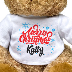 MERRY CHRISTMAS KATTY - Teddy Bear - Cute Cuddly Soft - Xmas Gift Present