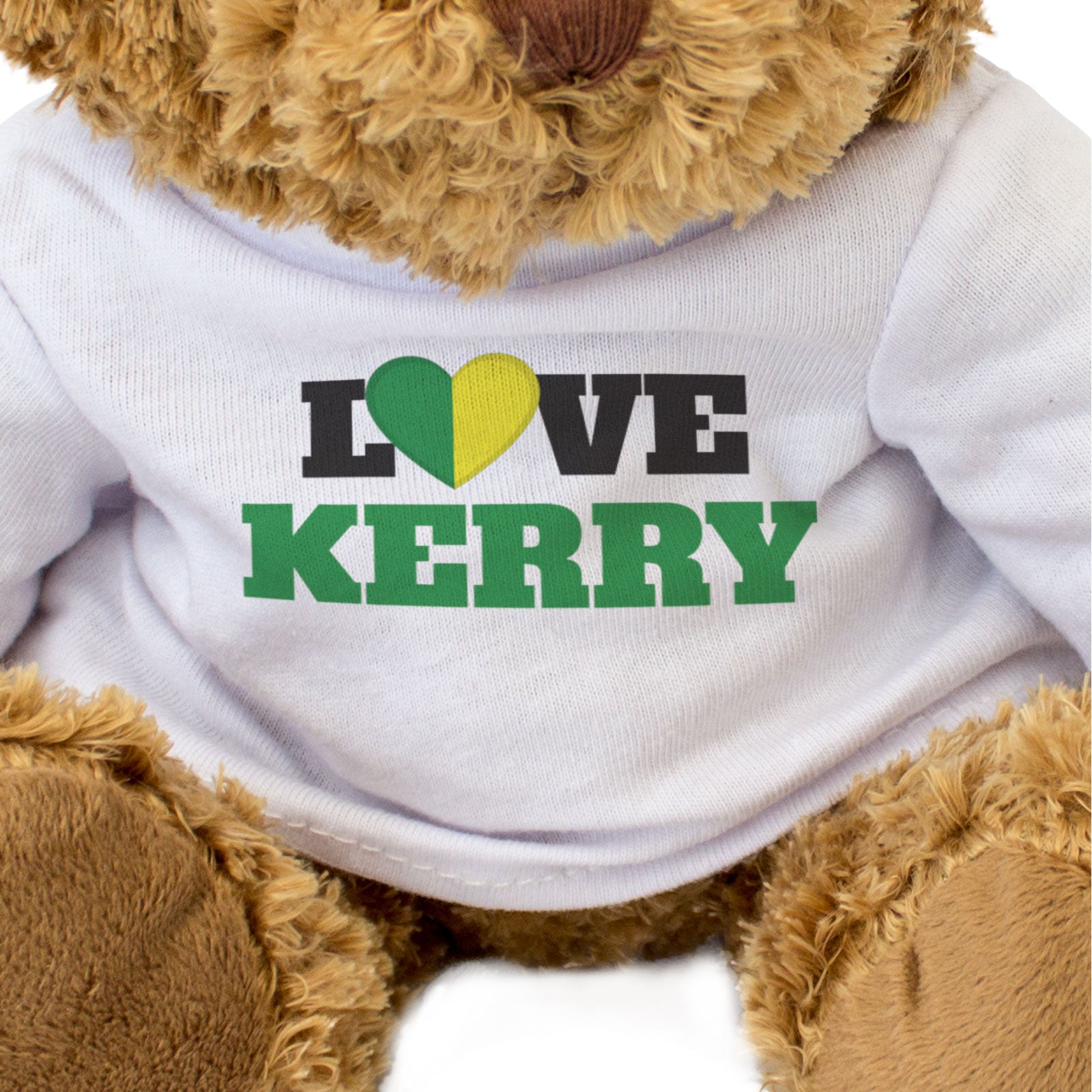LOVE KERRY (COUNTY COLOURS HEART) - Teddy Bear - Funny Ireland Gift Present