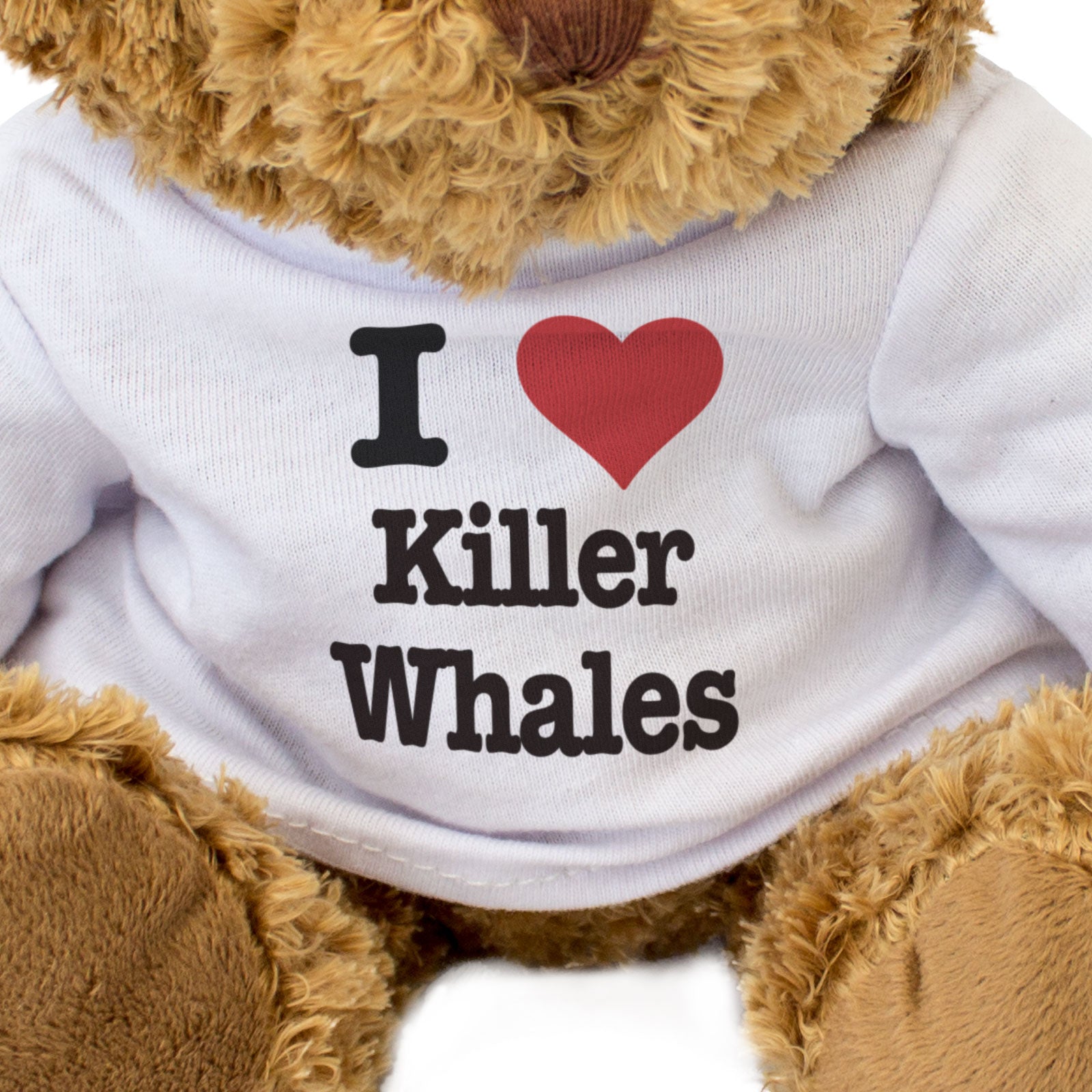 I LOVE KILLER WHALES - Teddy Bear - Cute Cuddly Soft Adorable - Gift Present