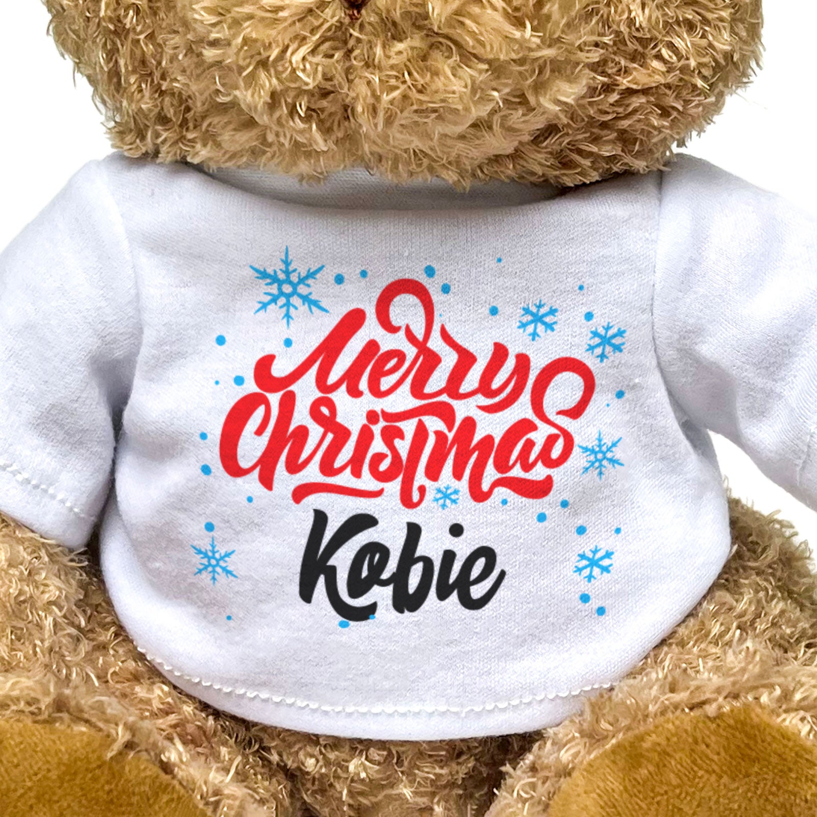 MERRY CHRISTMAS KOBIE - Teddy Bear - Cute Cuddly Soft - Xmas Gift Present